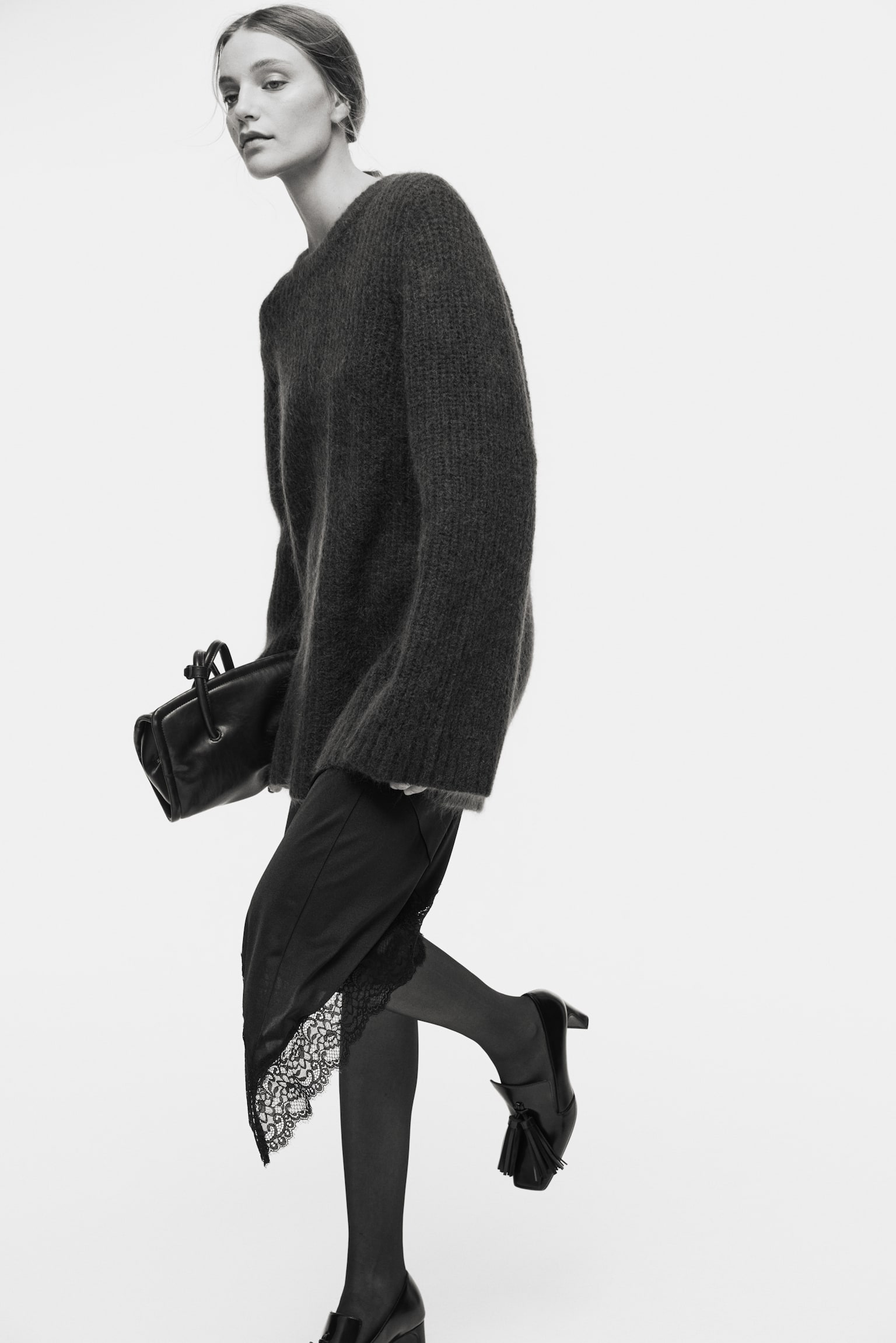 Sweter z domieszką moheru - Ciemnobrązowy - 2