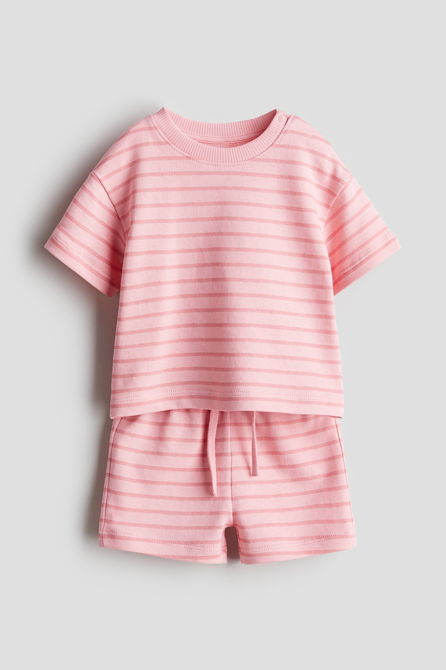 2-piece lightweight sweatshirt set - Light pink/Striped - 1