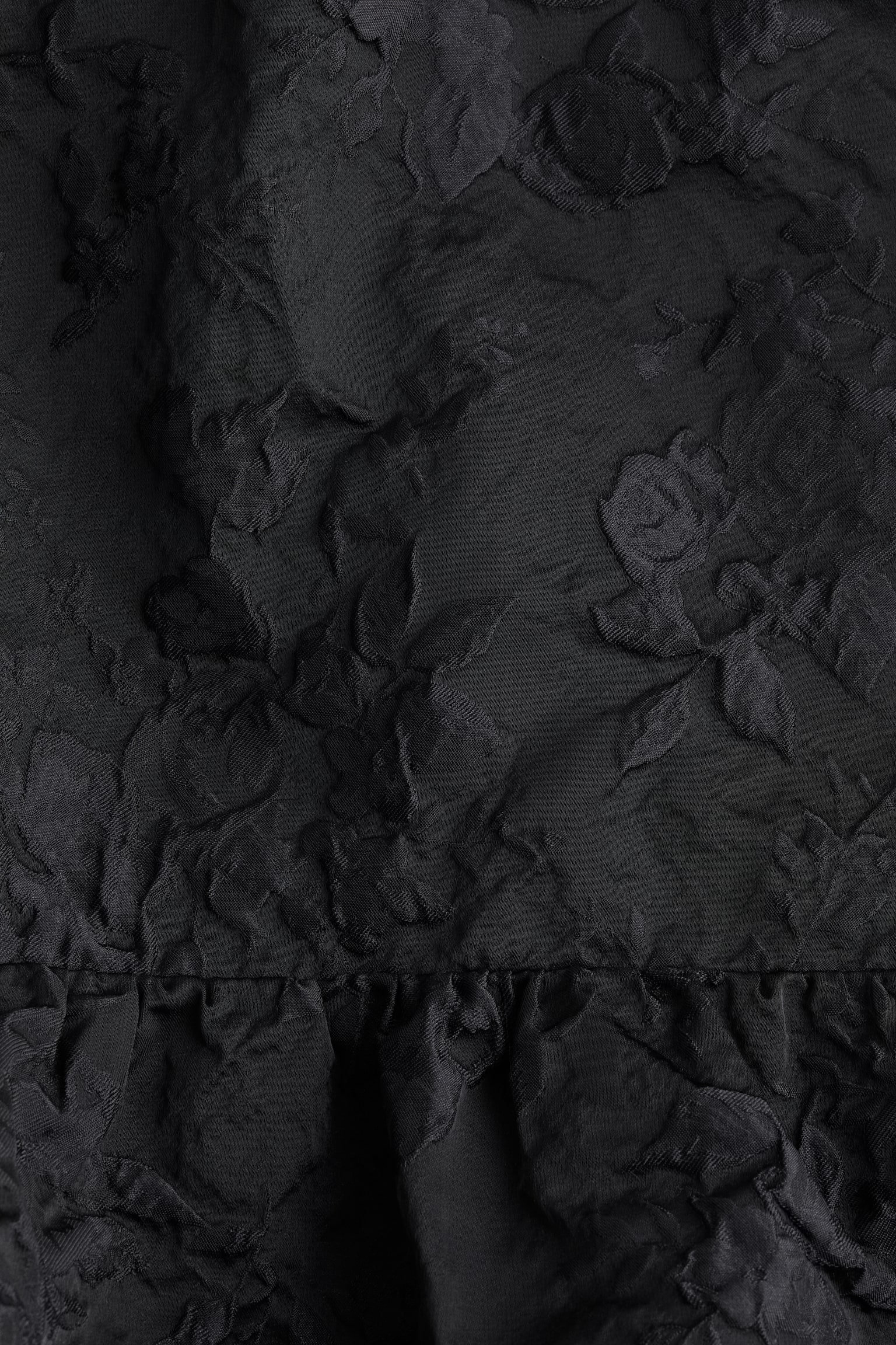 קרופ טופ עם שוליים בגזרת בלון - שחור/חום/שחור - 4