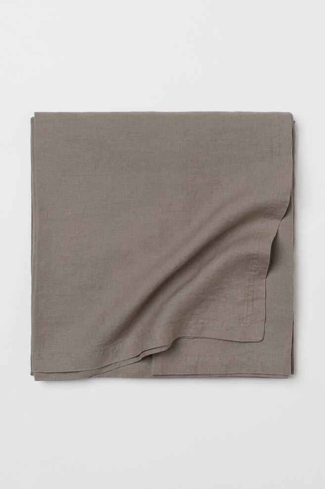 Linen tablecloth - Grey/White - 1