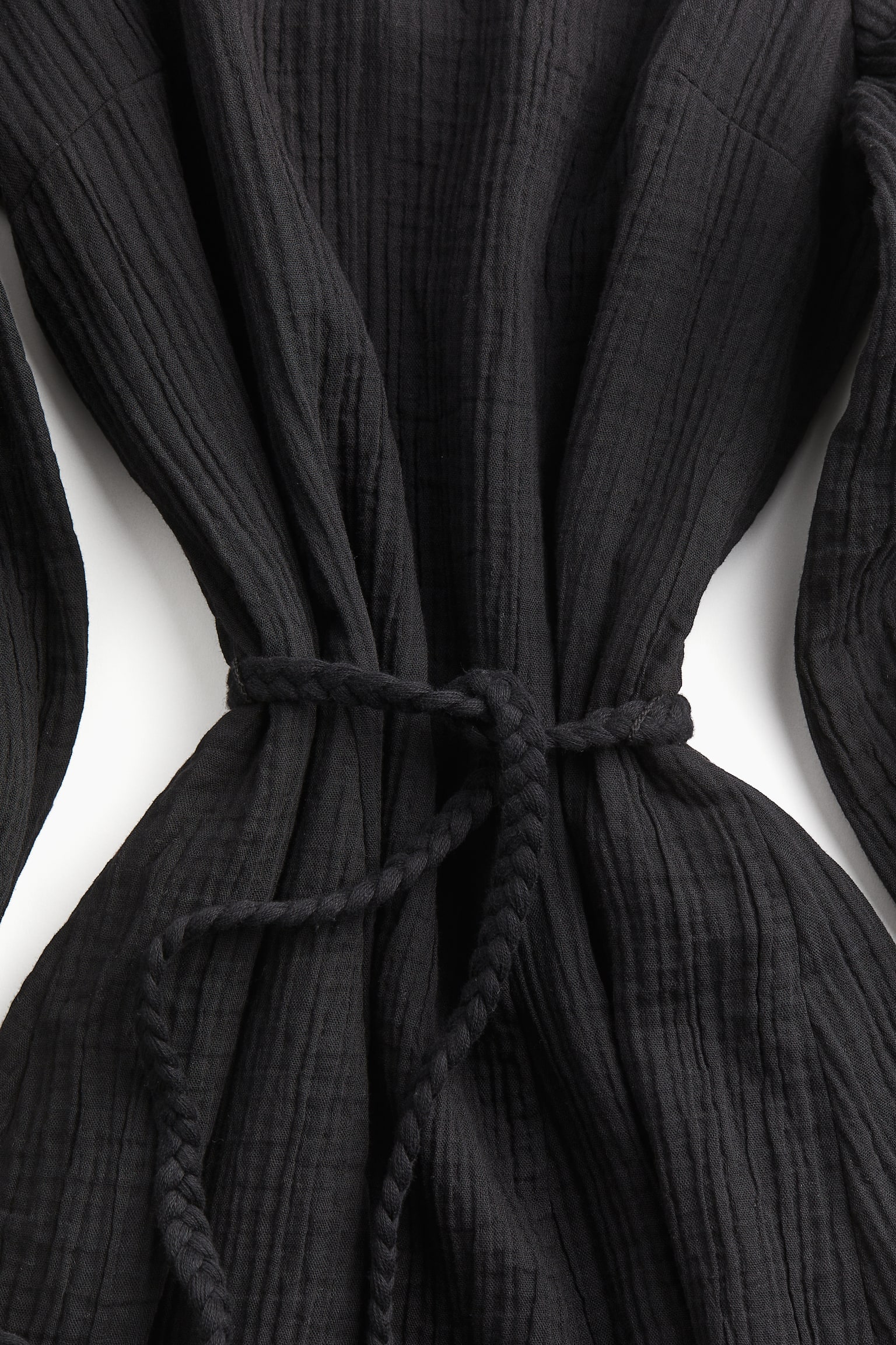 Robe à manches ballon avec ceinture à nouer - Noir/Crème/fleuri/Crème/batik/Crème - 3