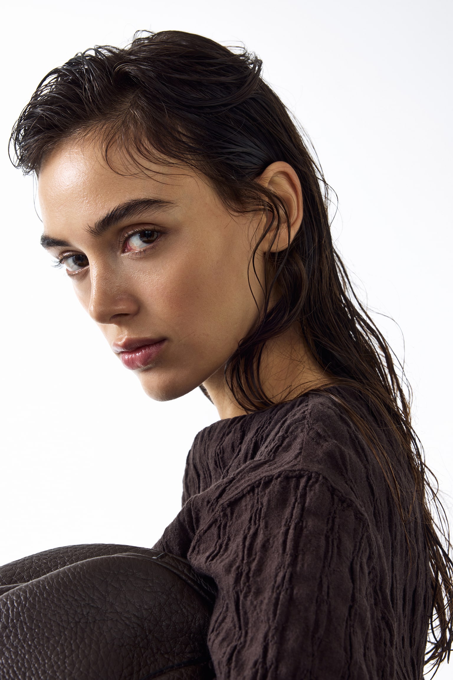 Boat-neck top - Dark brown/Black/Cream - 6