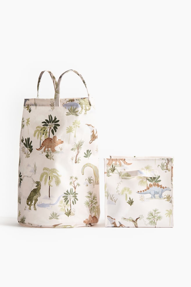 Cesto de arrumação estampado-Branco/Dinossauros - 2