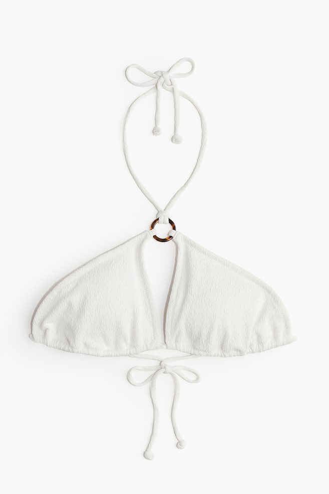 Top de bikini halter con relleno - Blanco/Naranja/Estampado - 1