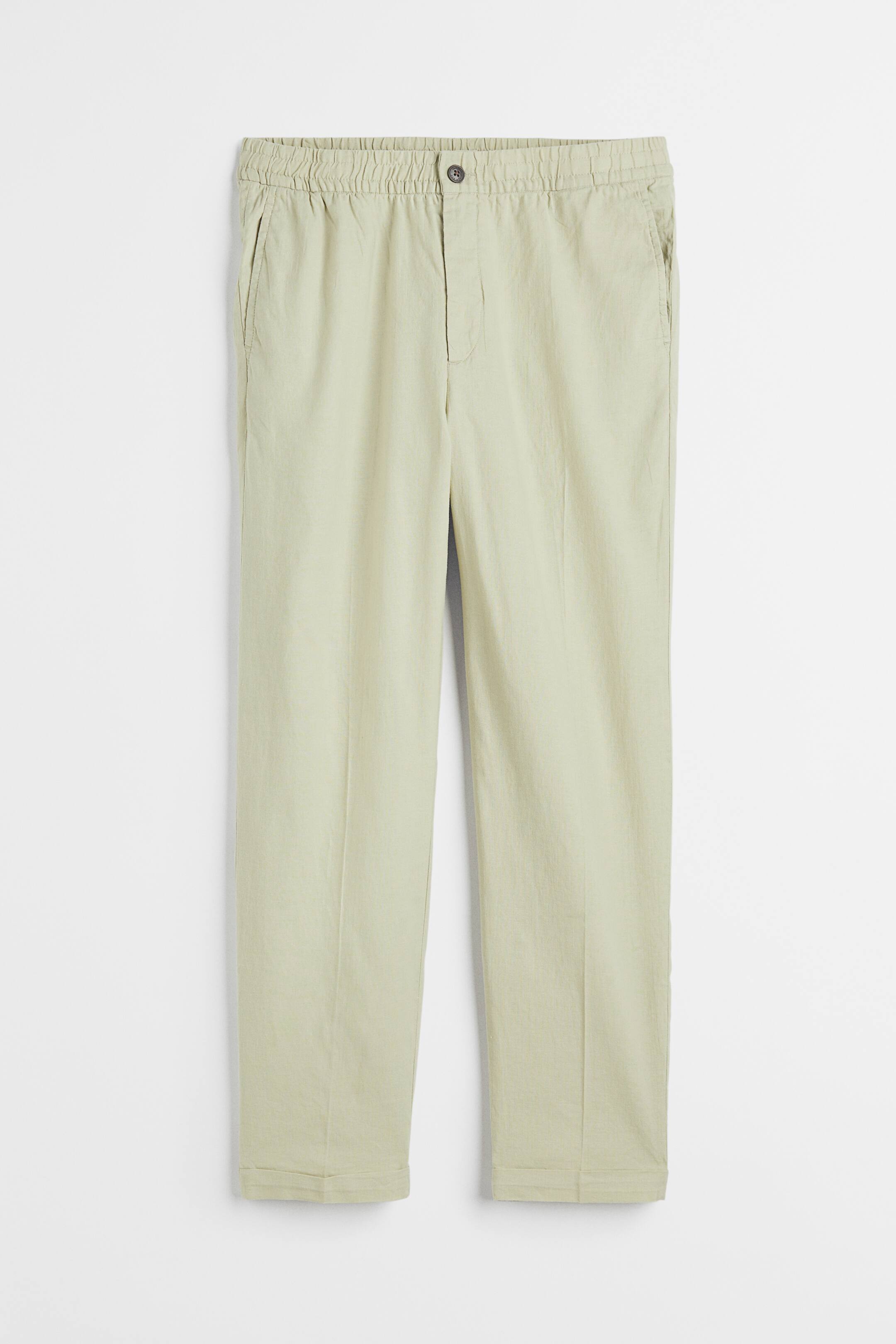 View larger image: Regular Fit Linen-blend joggers - Light pistachio green - Men | H&M 1