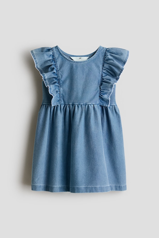 Flounced sweatshirt dress - Deniminsininen - 1