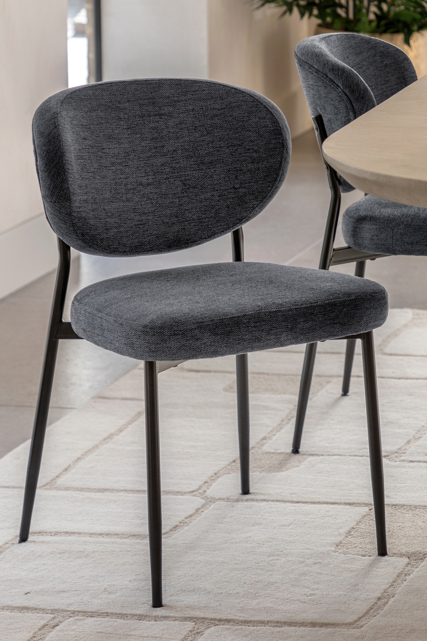 Set Of 2 Upholstered Dining Chairs - Charcoal/Green/Natural