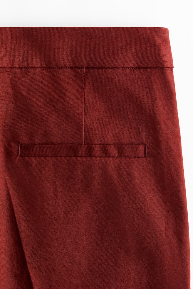 Linen-blend tailored trousers - Rojo oscuro/Marrón oscuro/Blanco - 4