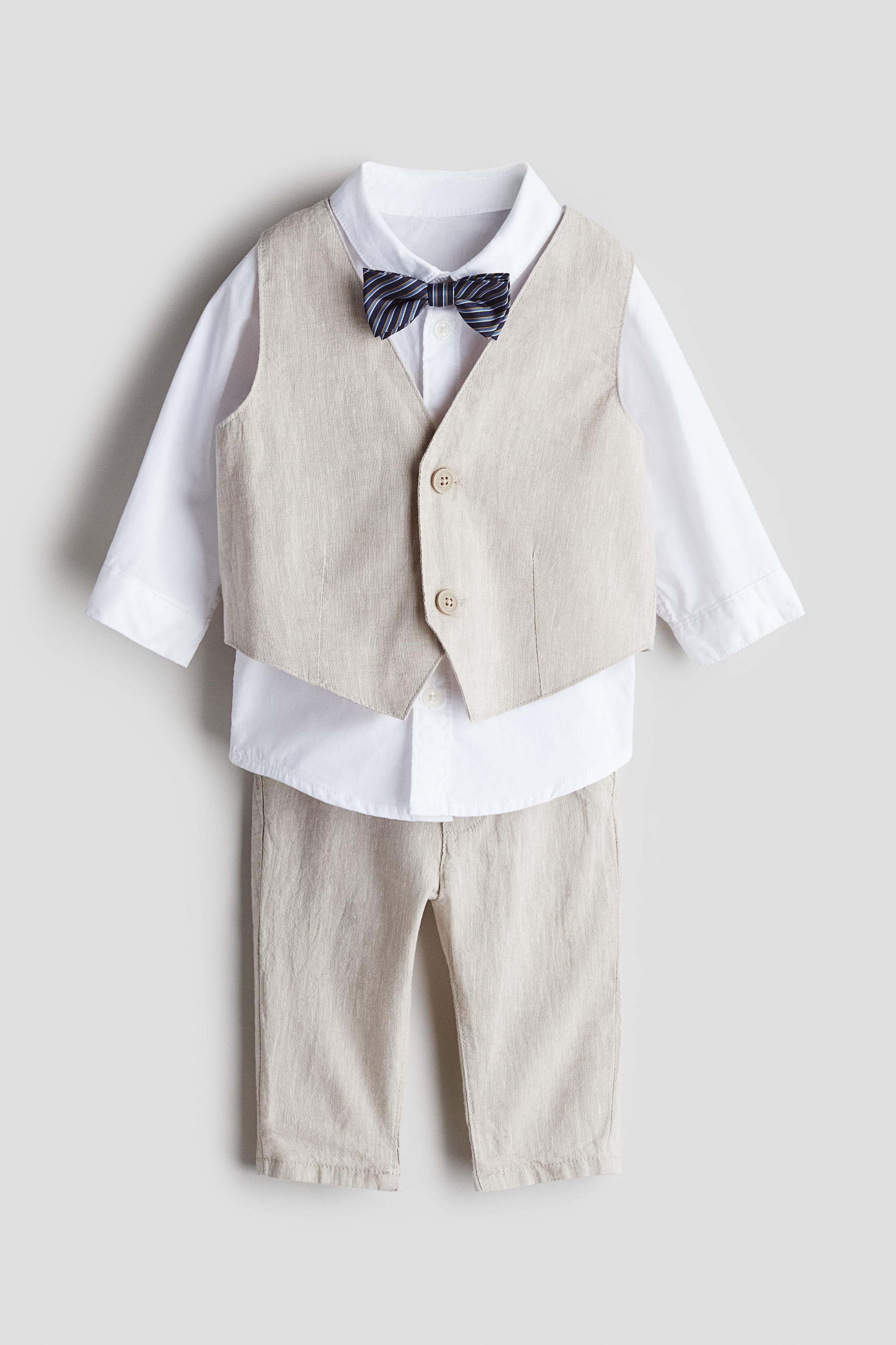 4-piece dressy set - Light beige/white - Kids | H&M US