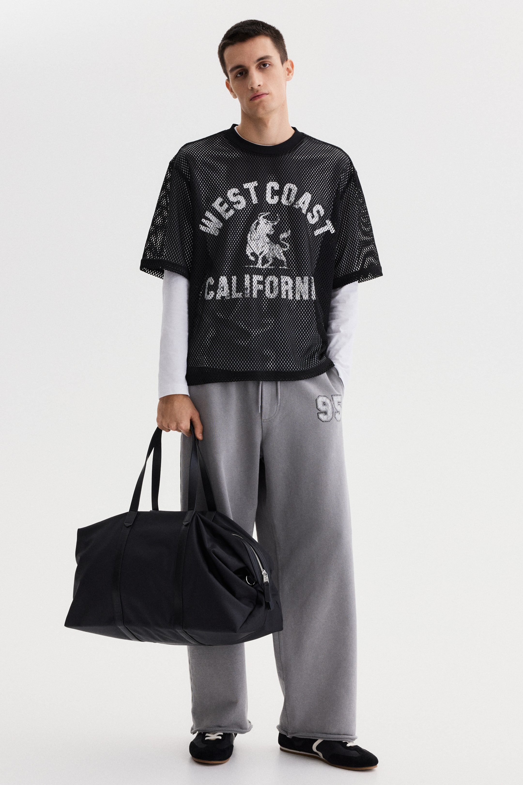 Oversized Printed Mesh T-Shirt