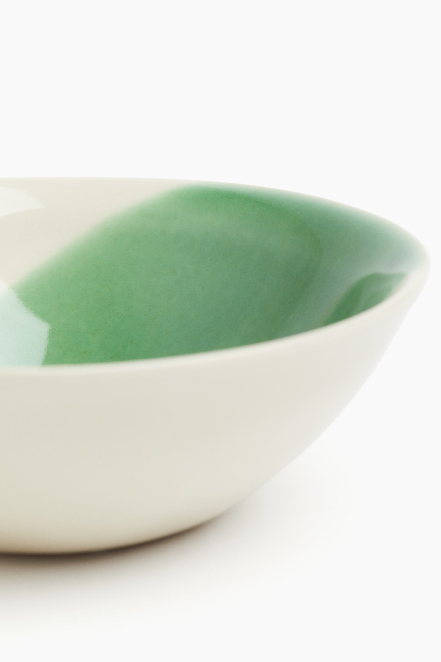 Hand-painted stoneware bowl - Green/Two-toned/Yellow/Two-toned - 2