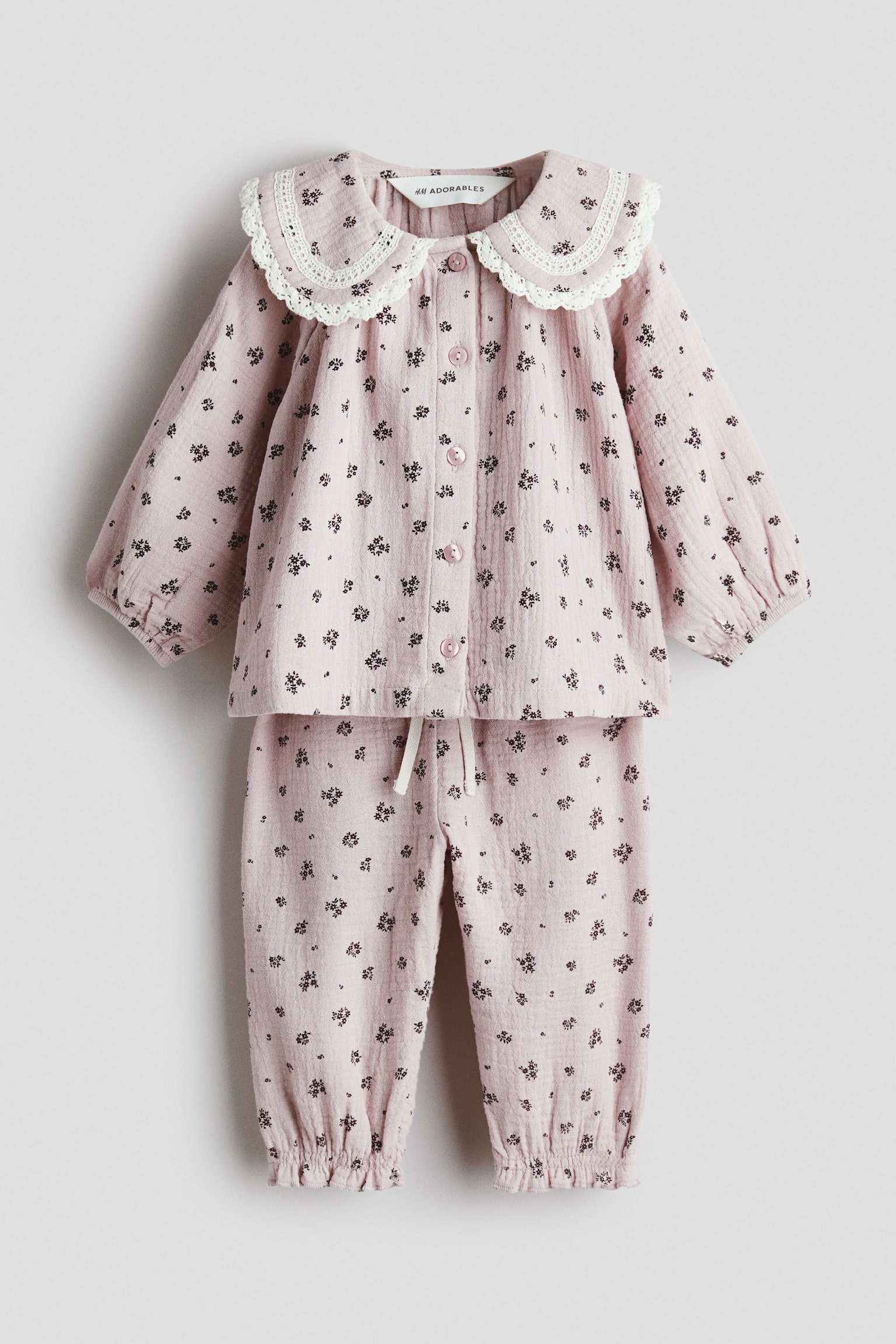 2-piece patterned cotton set - Light dusty purple/Floral - 1
