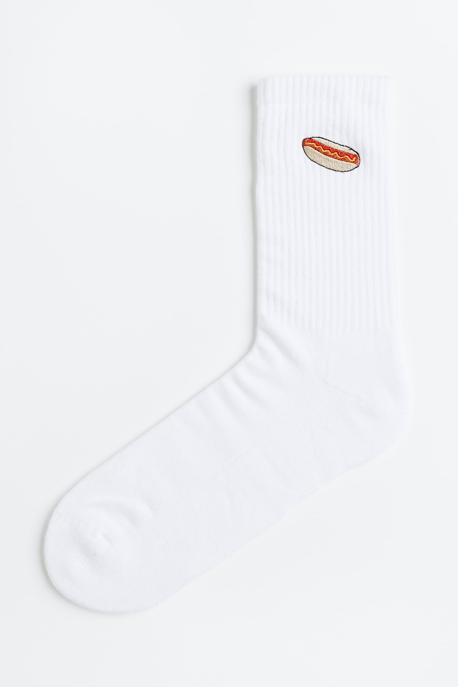 Socks - White/Hot Dog/White/Donut/White/Prawn/Black/Executive/White/SH/Black/SH/Black/Tiger/White/Hamburger/White/Dice/White/Pizza/White/Pizza/White/Embroidered/Cream/Lemon - 1