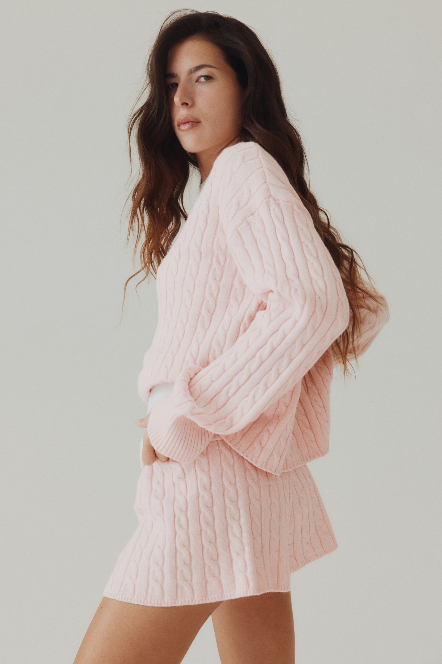 Cable-knit jumper - Light pink - 3