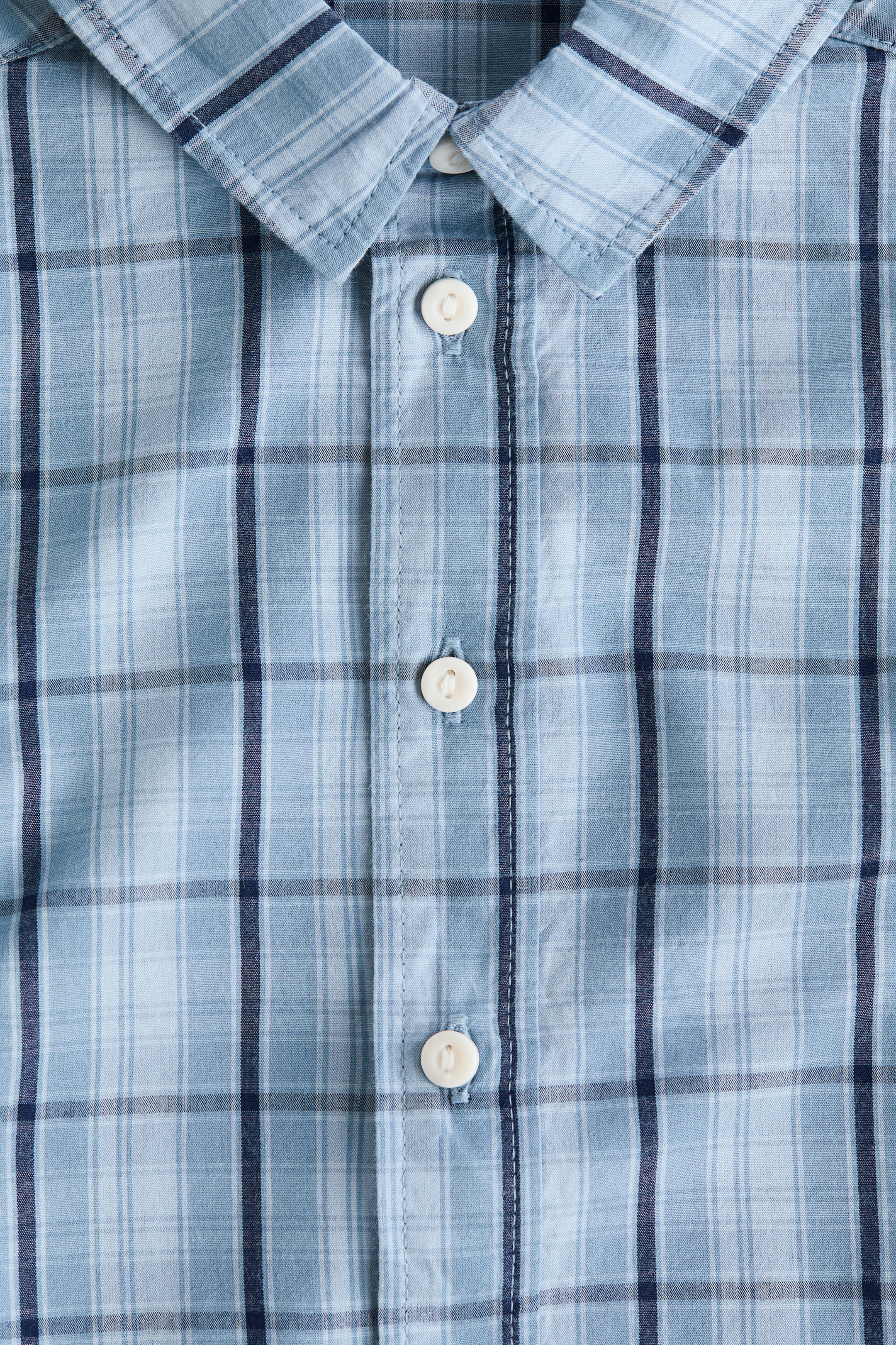 View larger image: Short-sleeved cotton shirt - Blue/Checked - Kids | H&M HK 2
