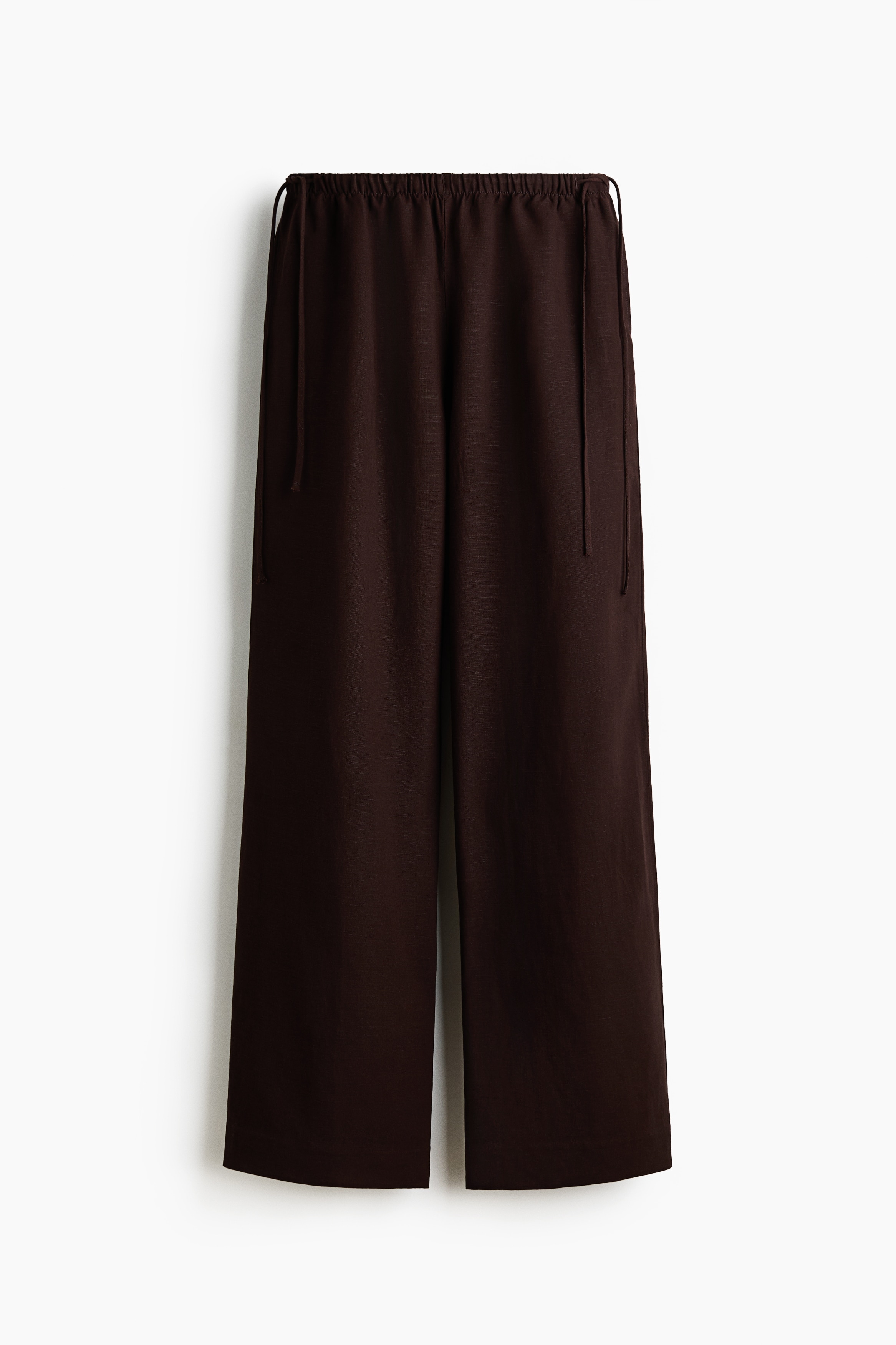 Linen-blend drawstring trousers - Dark brown/Dark red/Yellow/Ivory