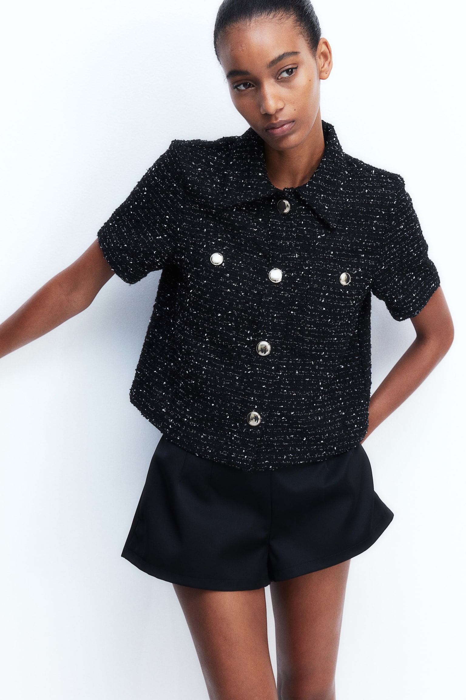 Bouclé shirt - Black - 1