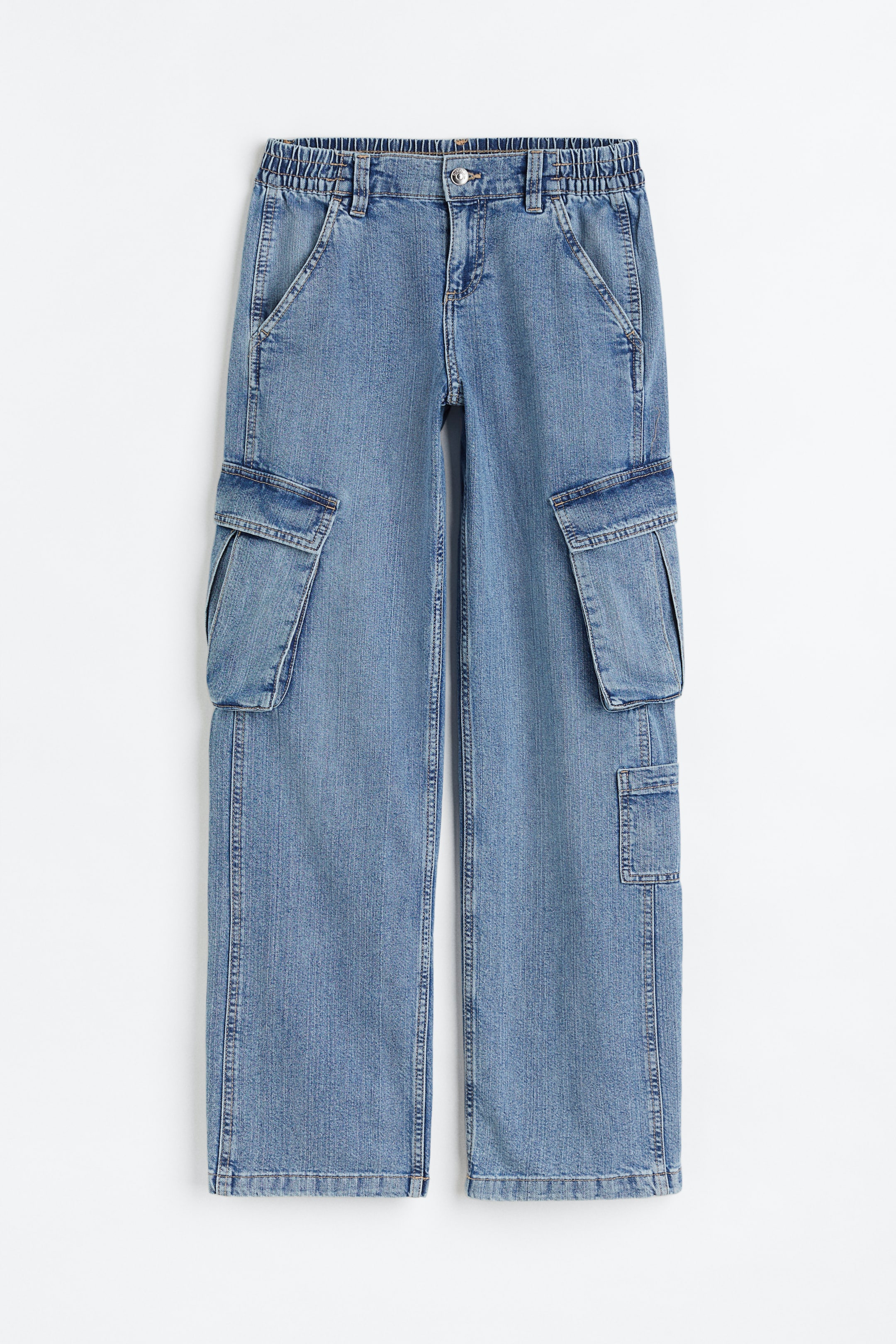 Straight Low Cargo Jeans - Low waist - Long - Light denim blue - Ladies ...