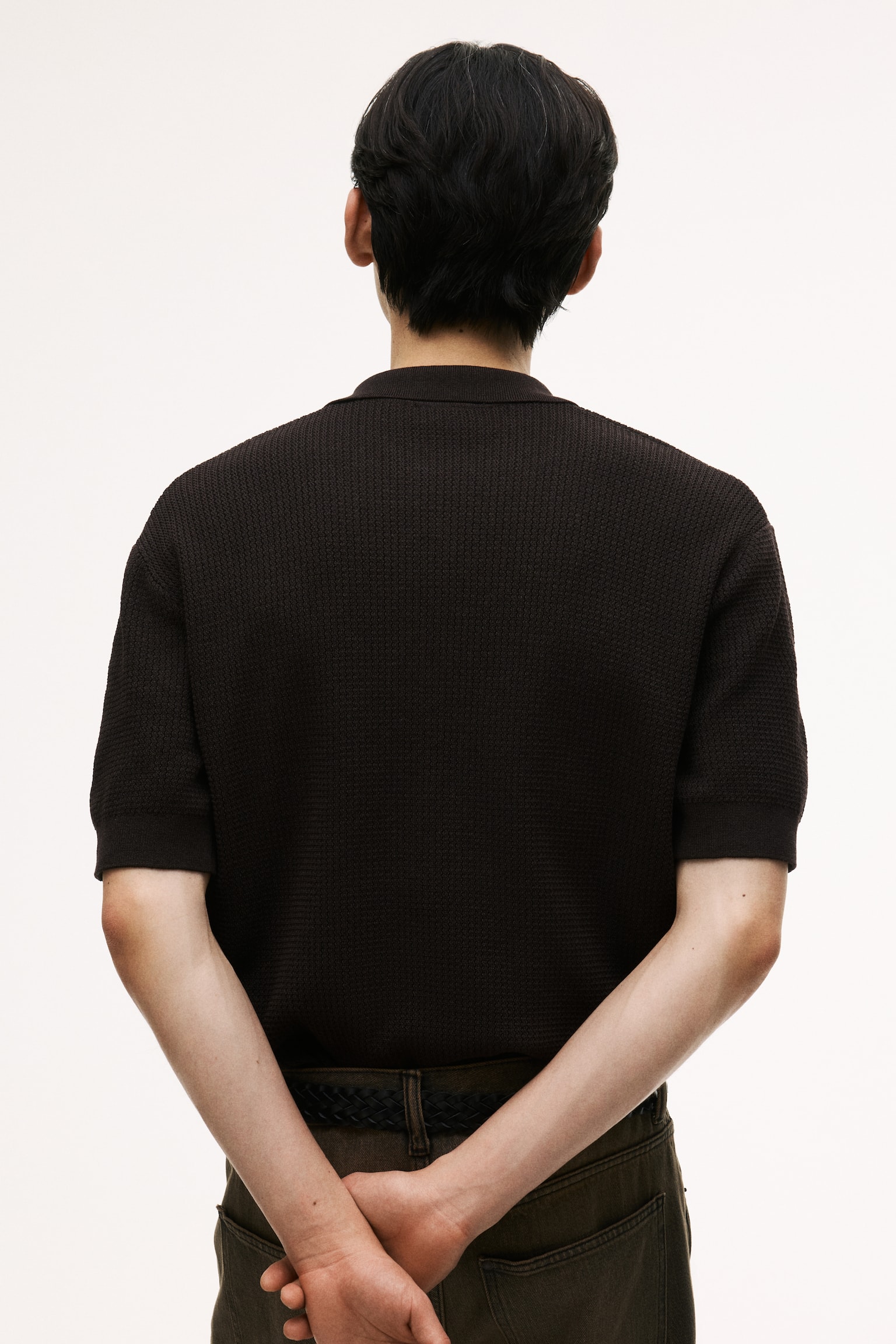 Regular Fit Knitted polo shirt - Dark brown/Cream/Dark beige - 5