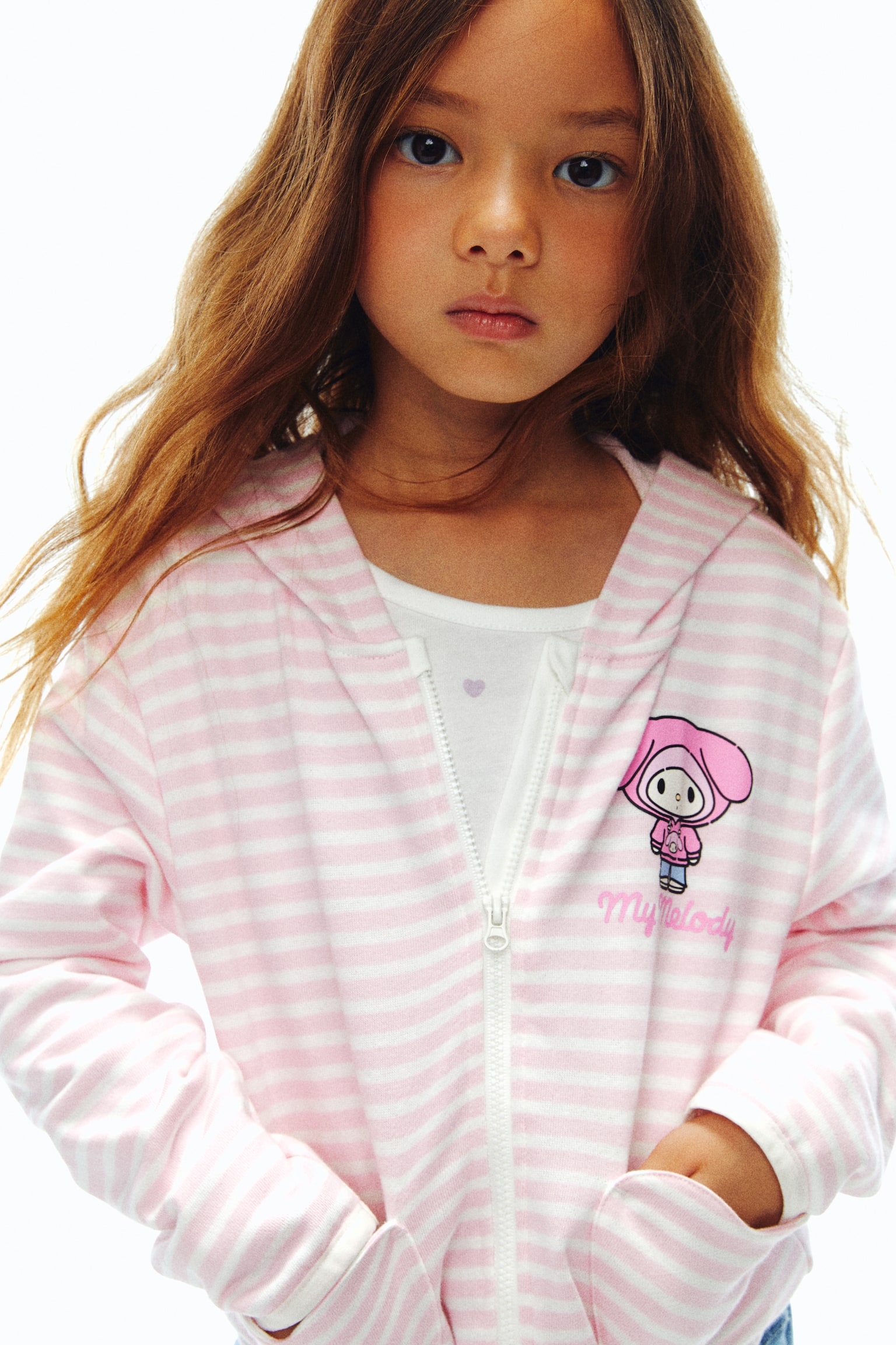 圖案拉鍊連帽外套 - 粉紅色/美樂蒂 - 3