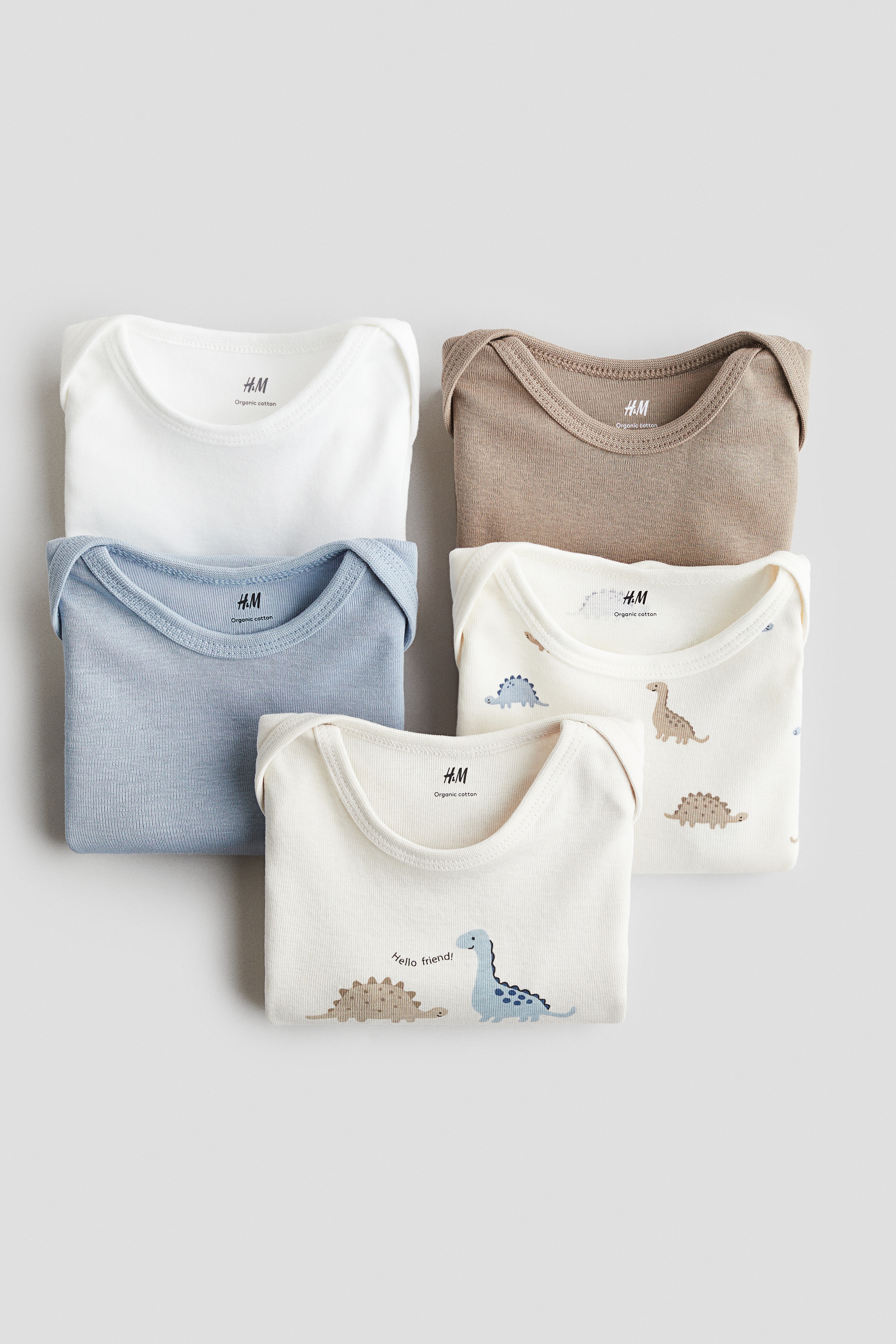 Grey/Striped 5-pack Cotton Bodysuits for kids | H&M US