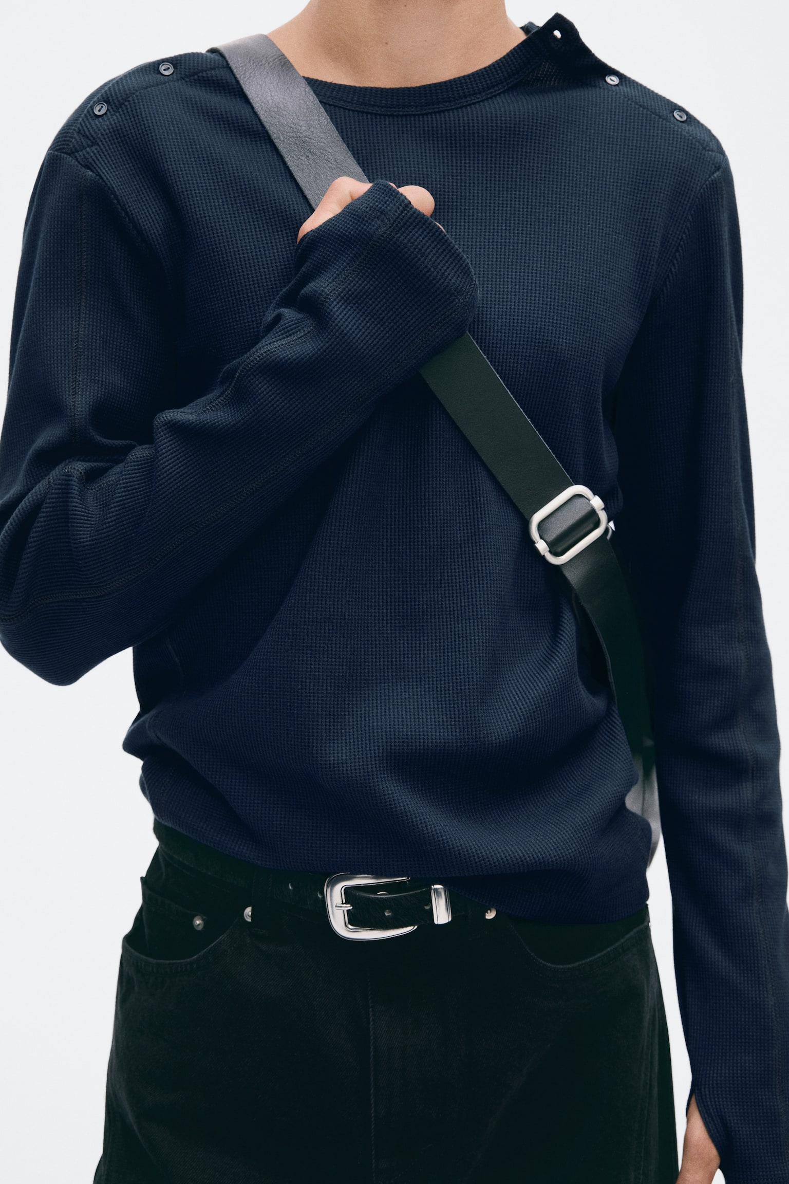 Мужская рубашка H&M Slim-Fit Cotton, цвет: Тёмный синий — фото 3