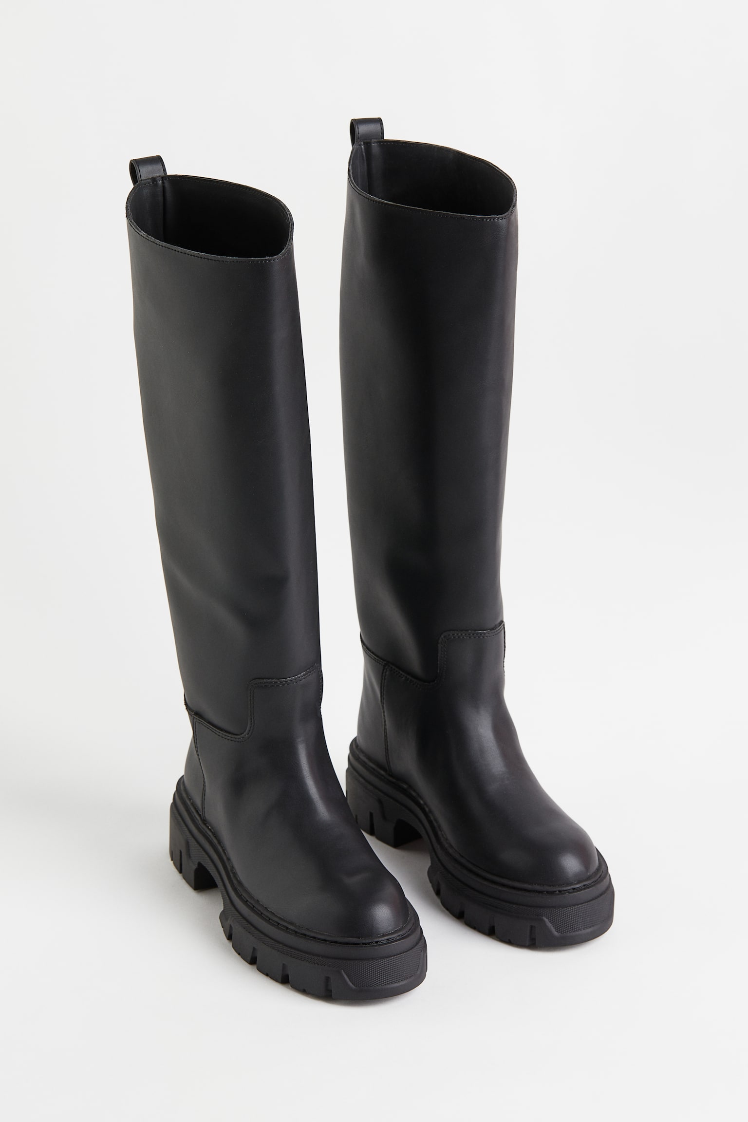 Knee High Boots - Black/Light beige/Beige - 3