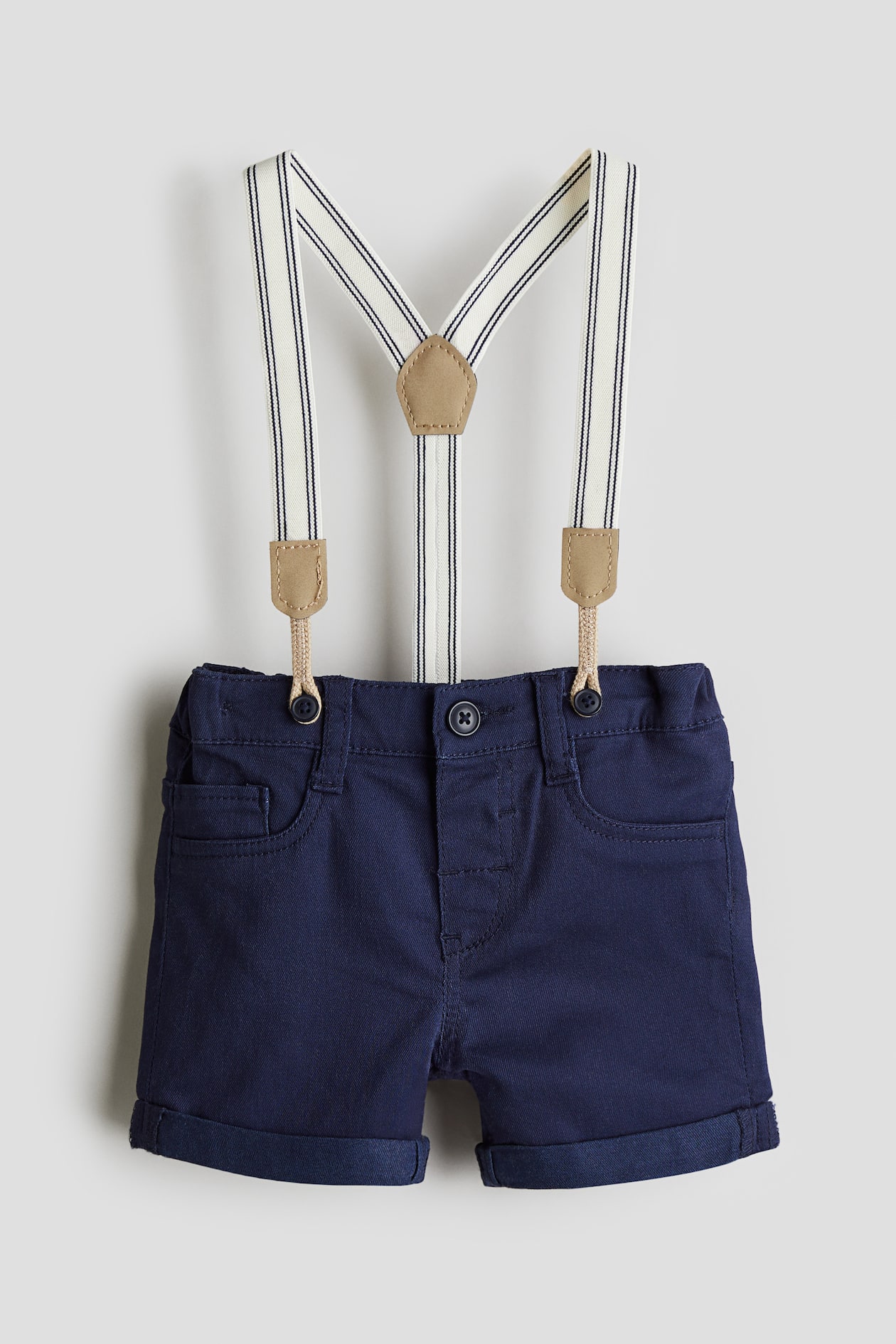 Denim Baby Chinos With Braces Navy Baby Boy Blue Shorts With
