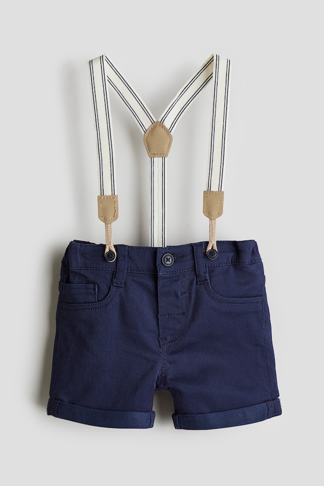 Shorts with Suspenders - Navy blue - 1