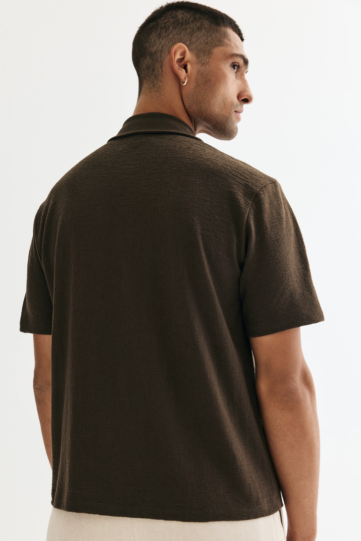 Áo sơ mi jersey cổ hai ve Regular Fit - Màu đen/Màu trắng/Màu xanh kaki đậm - 6