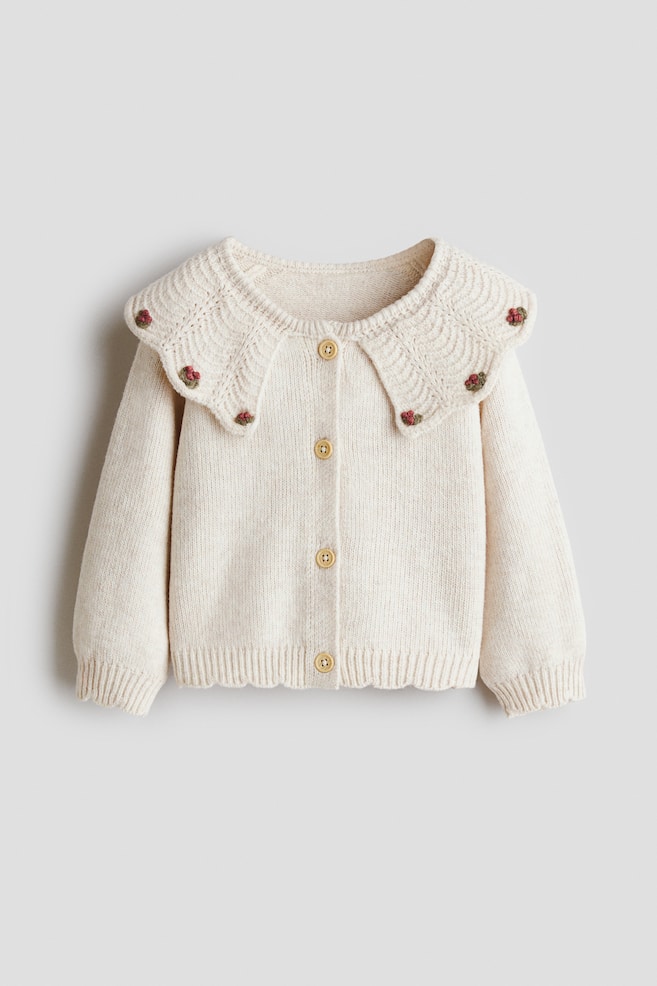 Cardigan mit Kragen - Hellbeige - 1