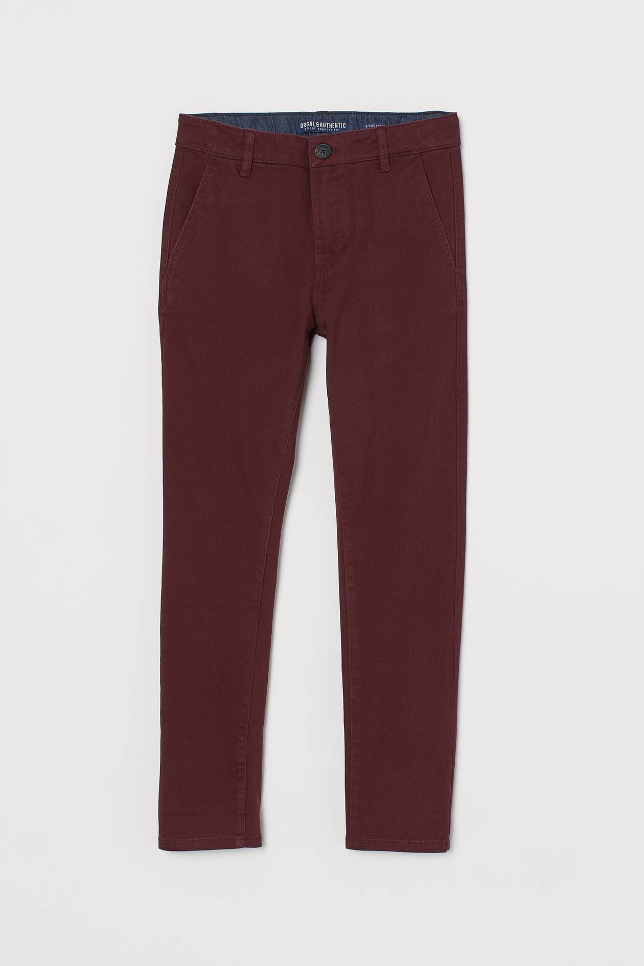 Slim Fit Chinos - Regular waist - Long - Dark red - Kids | H&M US