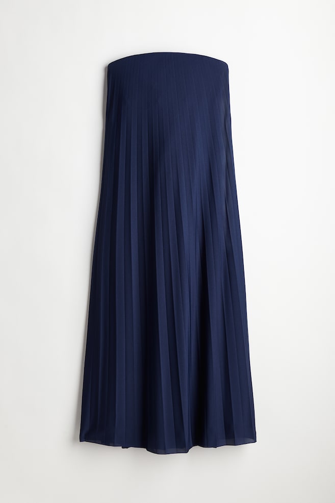 Bandeau-Kleid mit Falten - Marineblau - 2