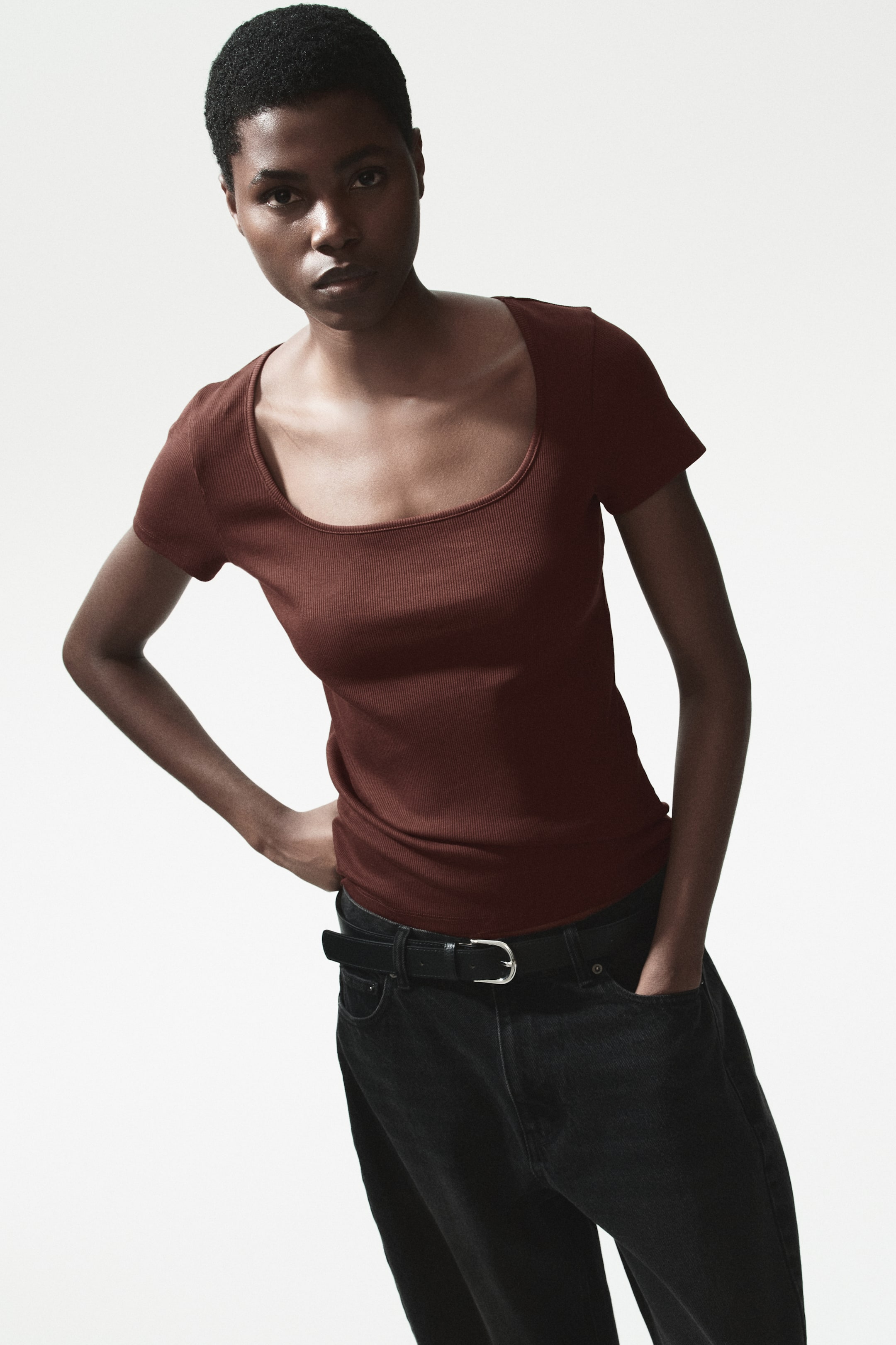 Ribbed Cotton T-Shirt