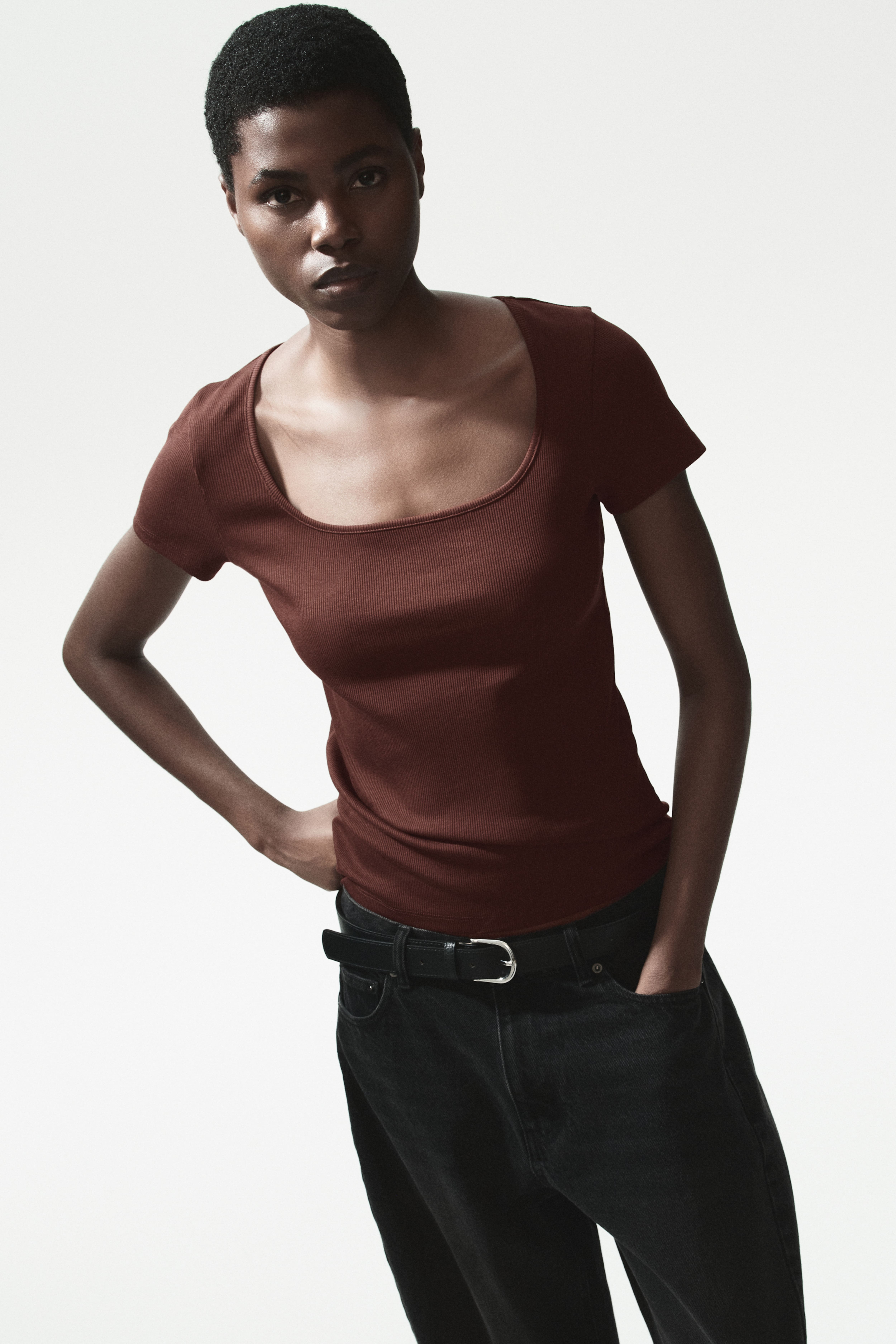 Ribbed Cotton T-Shirt