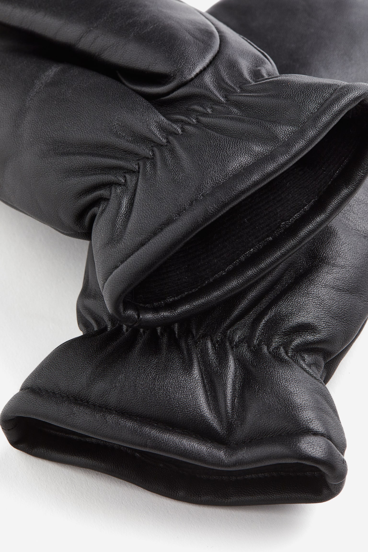 Leather mittens - Black - 2