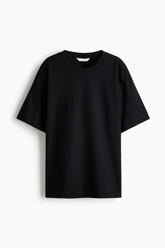 Oversized T-shirt - Black/White/Burgundy/Navy blue/Dark gray/Gray melange/Dark blue/Burgundy/white striped - 1