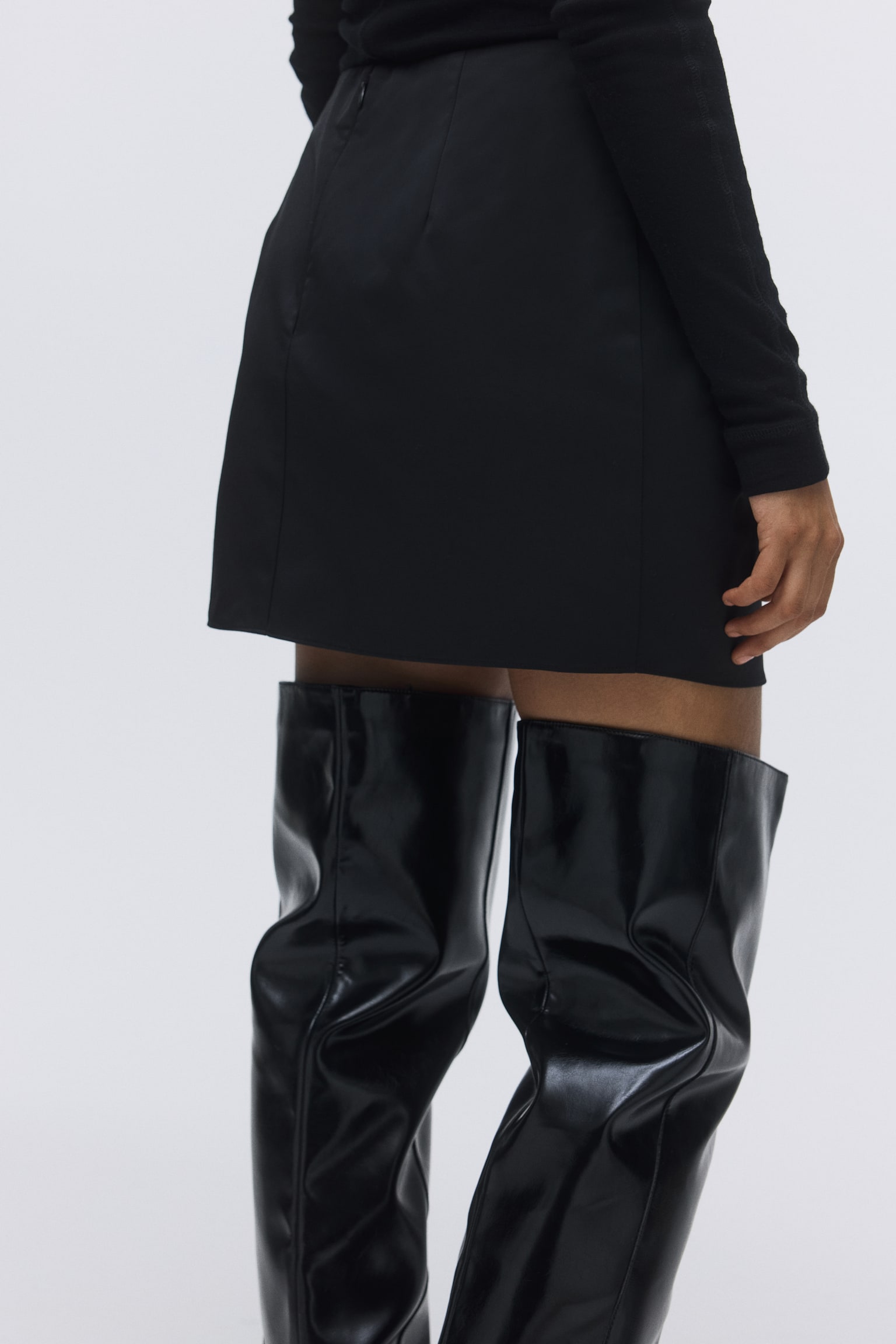 Appliquéd mini skirt - Black/Burgundy - 3