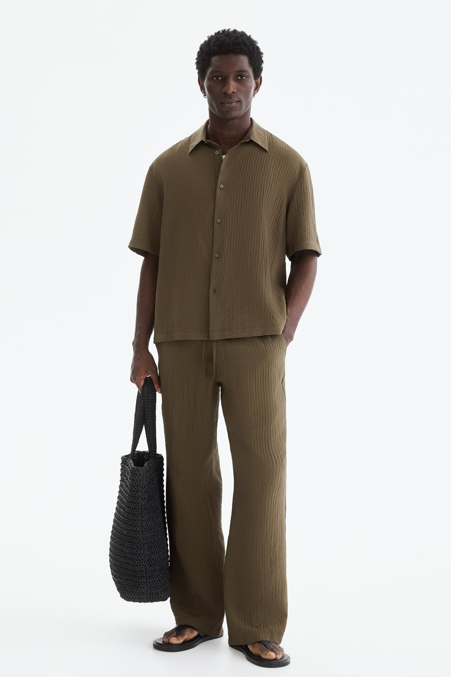 Relaxed Fit Shirt-Khaki green - 3
