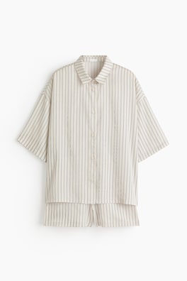 Randig pyjamas i lyocell och satin