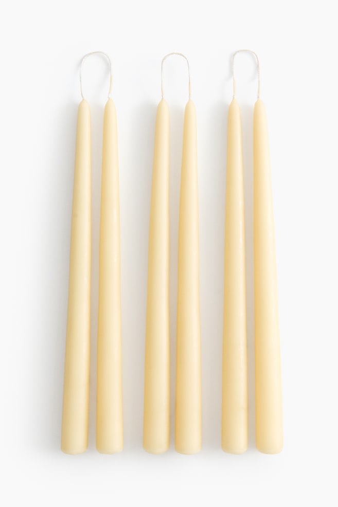 6-pack taper candles - Light yellow/White/Dark brown/Light beige/Light pink - 1