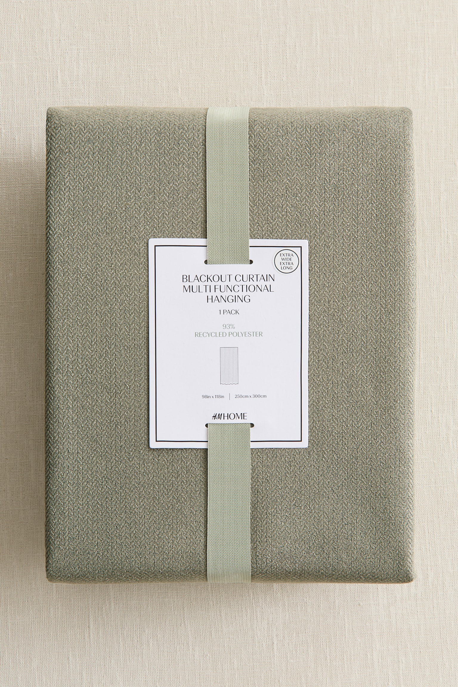 1-pack long and wide blackout curtain length - Khaki green/Beige marl - 2