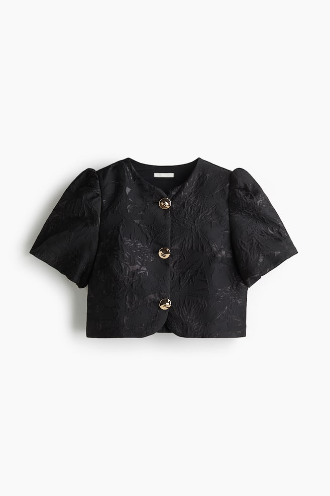 Blouse à manches bouffantes - Noir/Bleu marine - 1