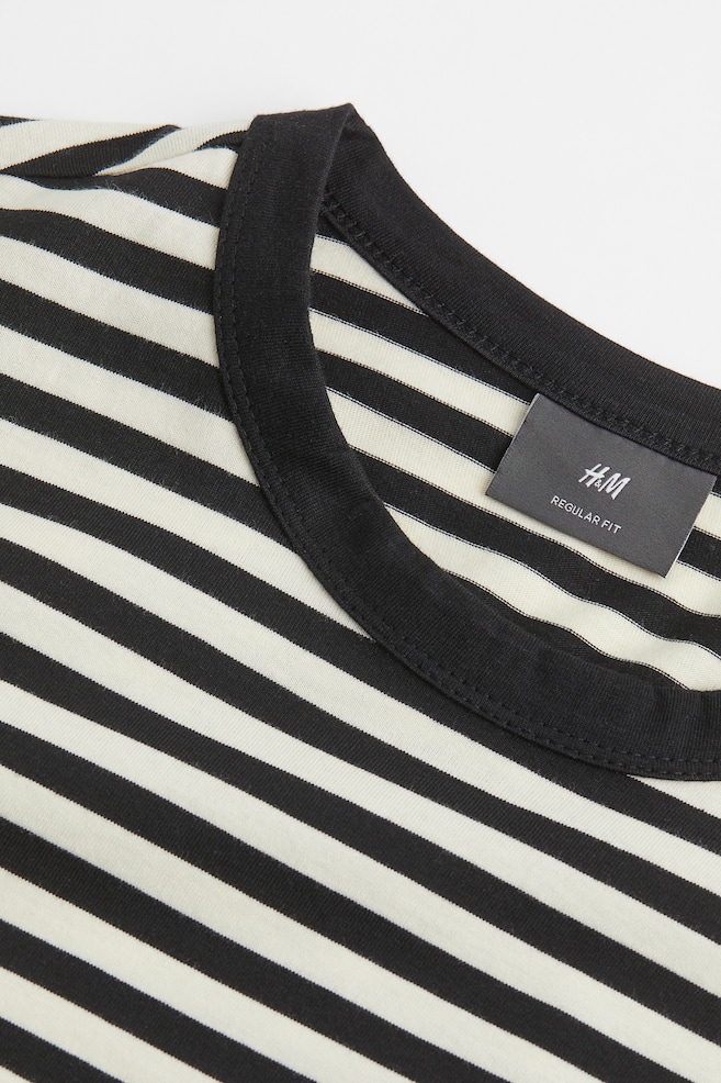 Regular Fit Jersey top - Black/White striped - 3