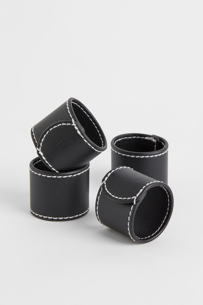 4-pack napkin rings - Black/Greige - 1