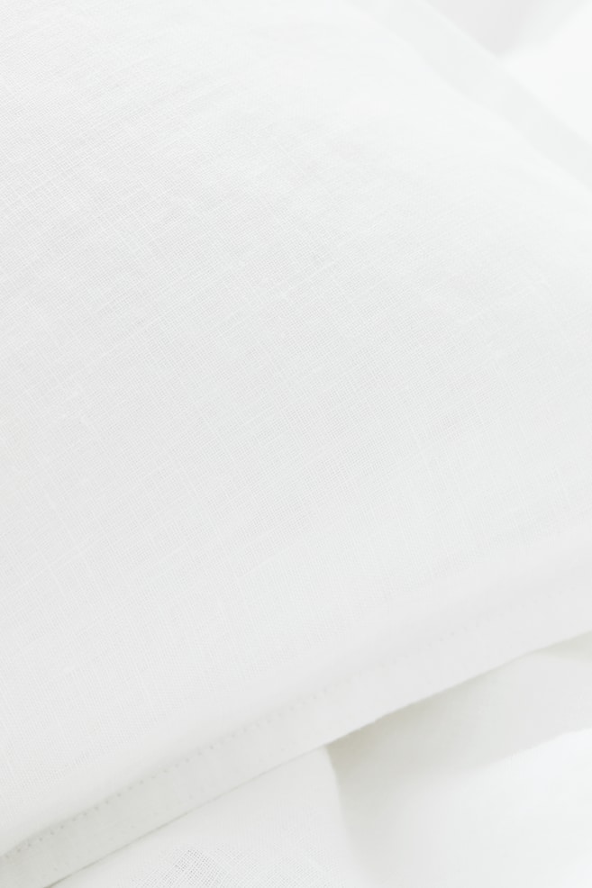 Linen double duvet cover set - White/Light grey - 3