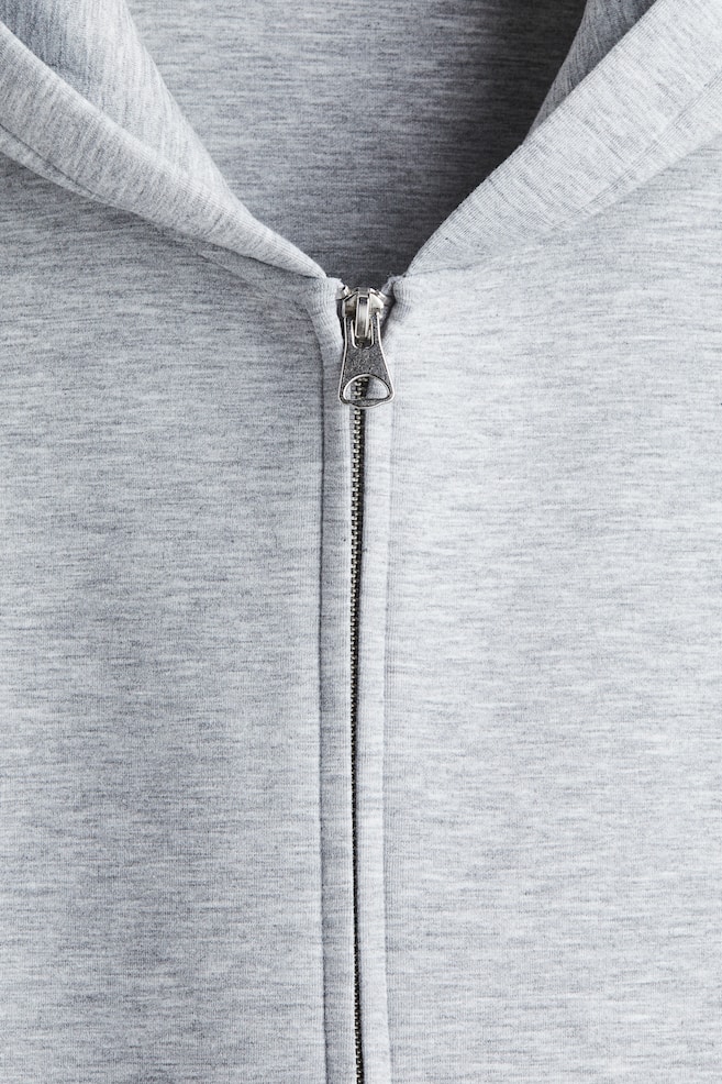 Loose-Fit Scuba Hooded Jacket-Gray melange - 4
