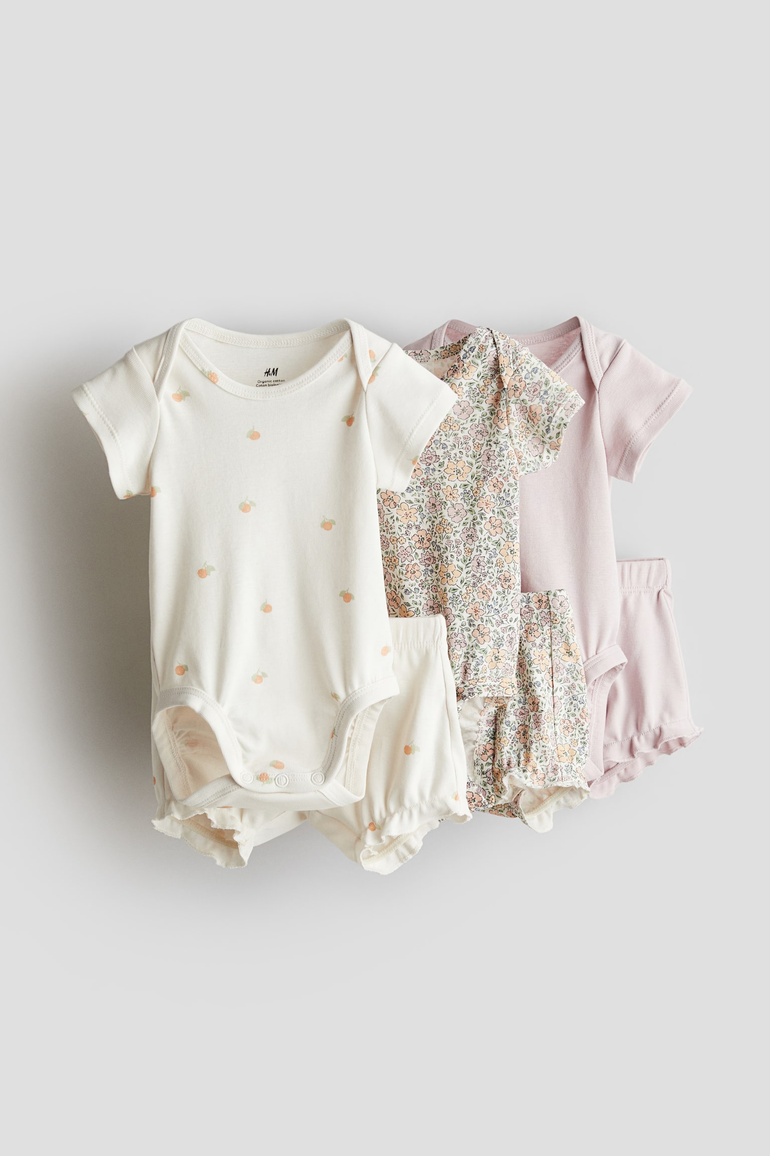 6-piece cotton jersey set - Light pink/Floral - 1