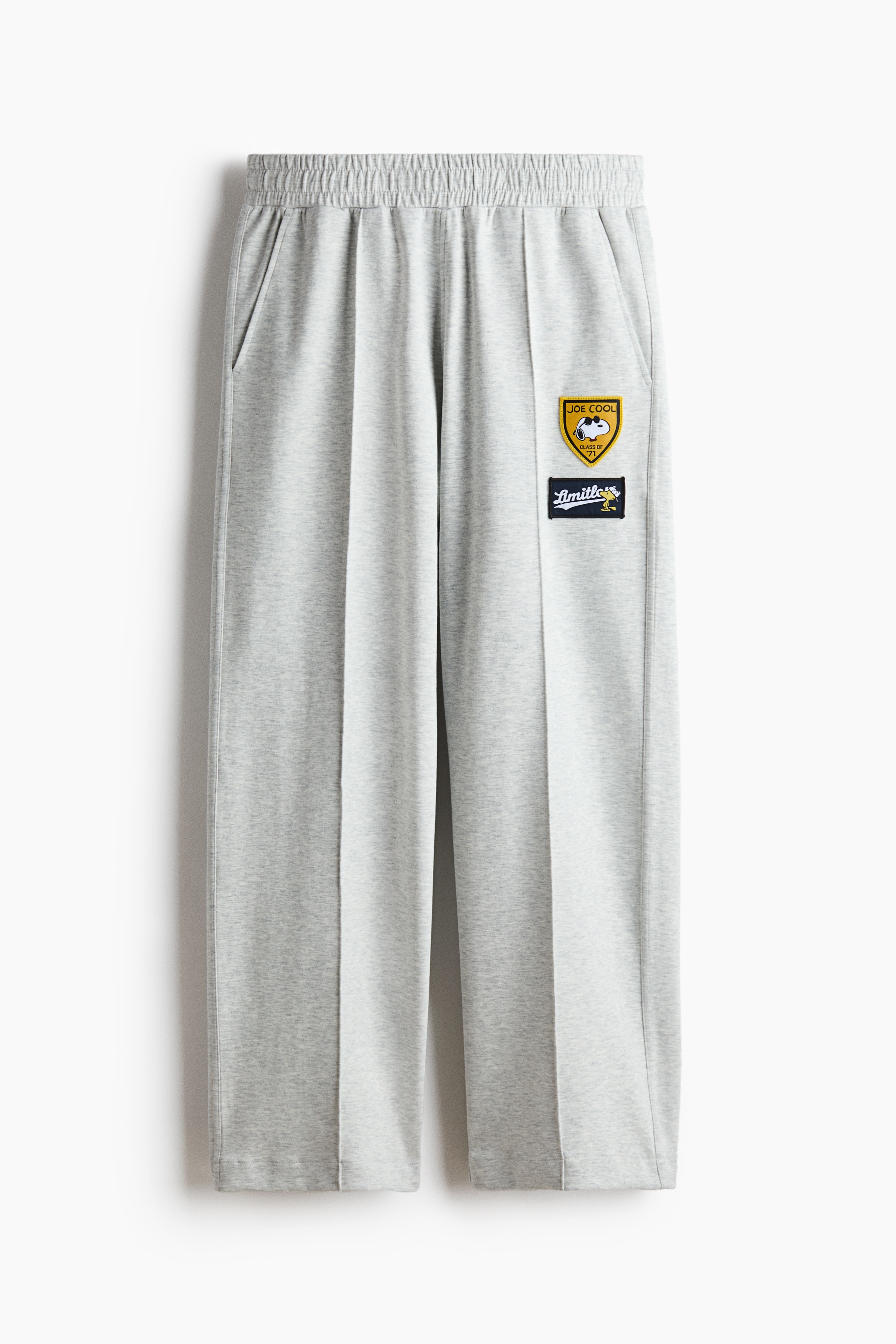 Loose Fit Appliquéd jersey trousers - Light grey marl/Snoopy/Navy blue/Snoopy