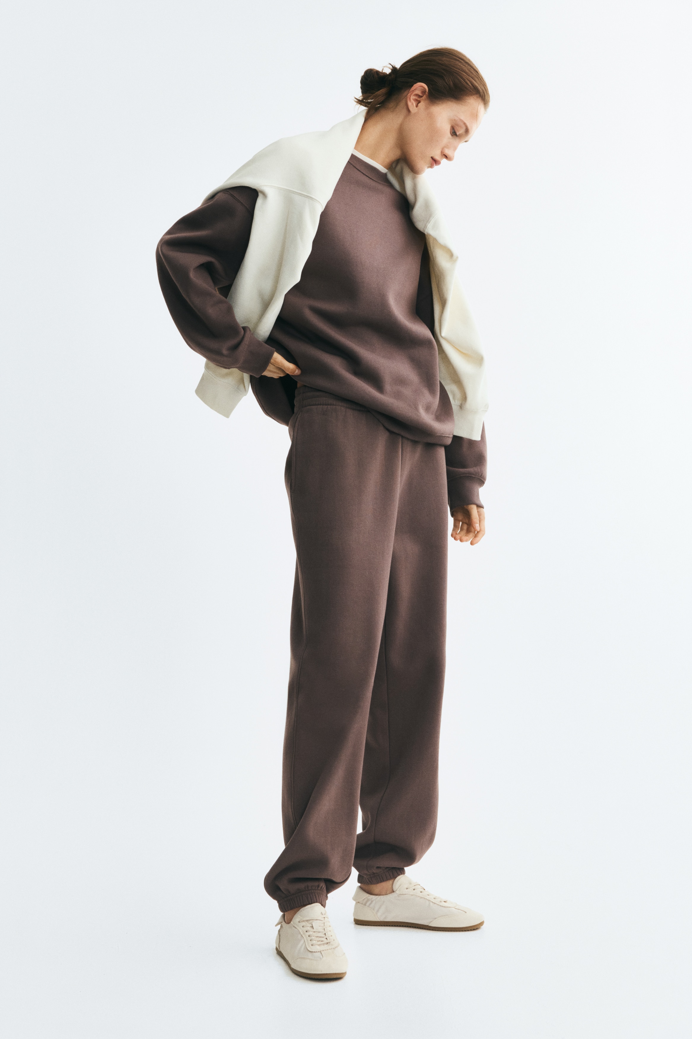 Sweatpants van katoenmix - Donkertaupe/Zwart/Lichtgrijs gemêleerd/Donkergrijs/Dusty lichtroze/Marineblauw/Bordeauxrood